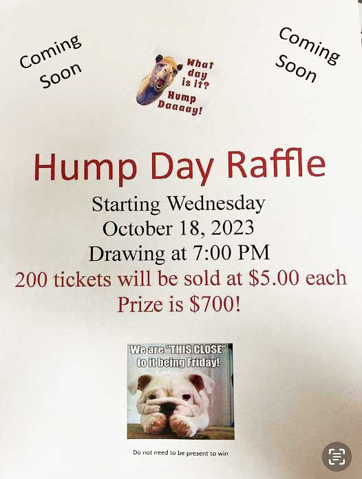 Hump Day Raffle coming to the Legion!
