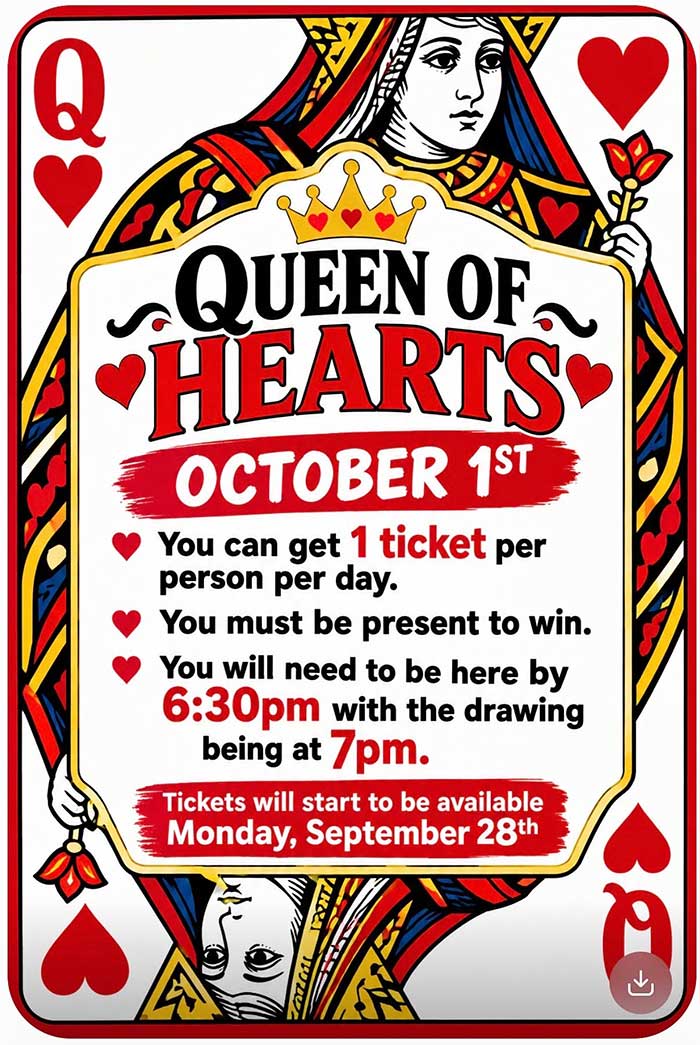 Queen Of Hearts tickets game. Queen Of Hearts tickets.