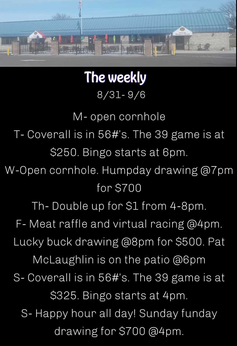 The Weekly events this week at the Legion N. St. Paul MN. The Weekly events this week at the Legion.